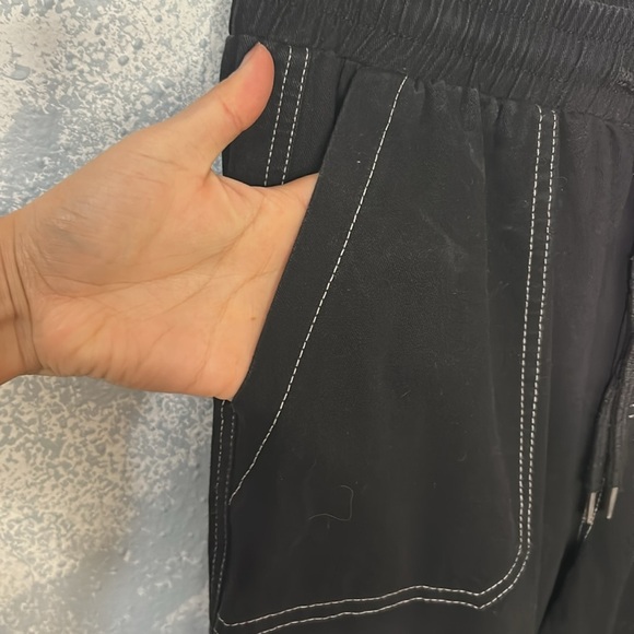 Black Cargo Jogger Pants - Size 10| Contrast Stitch + Pockets - Picture 4 of 6